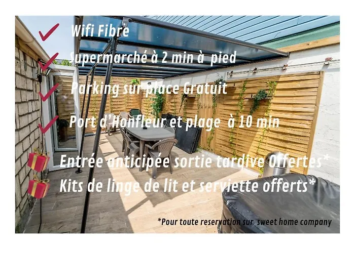 Maison Familiale Terrasse Jacuzzi Parking Sur Place Pres D'honfleur Équemauville